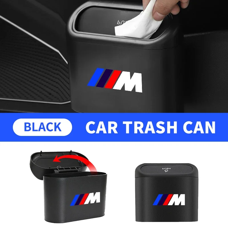 1Pc Car Hanging Trash Can ABS Square Pressing Bin Trash For BMW 1 3 5 7 Series M Performance M3 M5 M6 E92 X1 X2 X3 Accessories