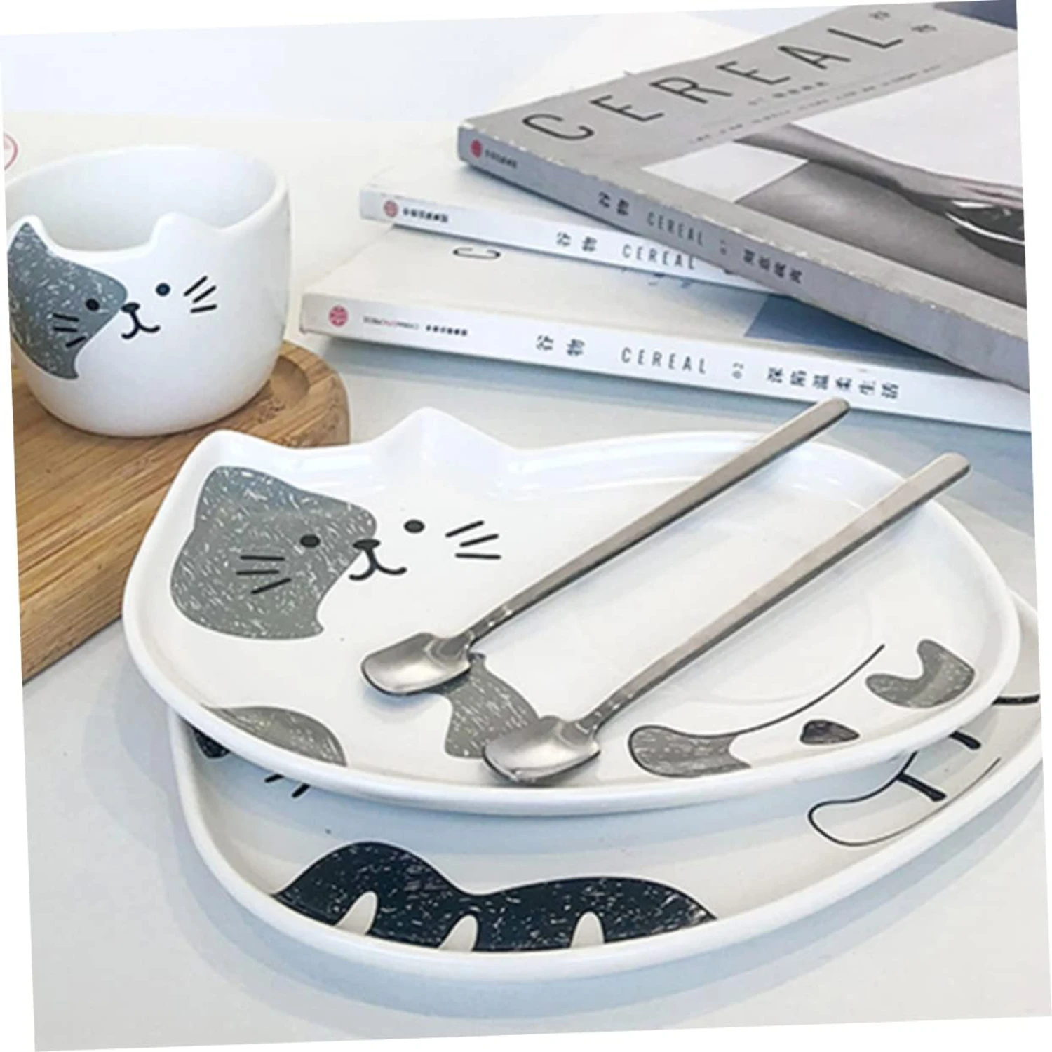 Adorable and Elegant Black Ceramic Cat-Themed Tea Cups and Saucers Set for Cat Lovers and Tea Enthusiasts. Includes Espresso and image 2