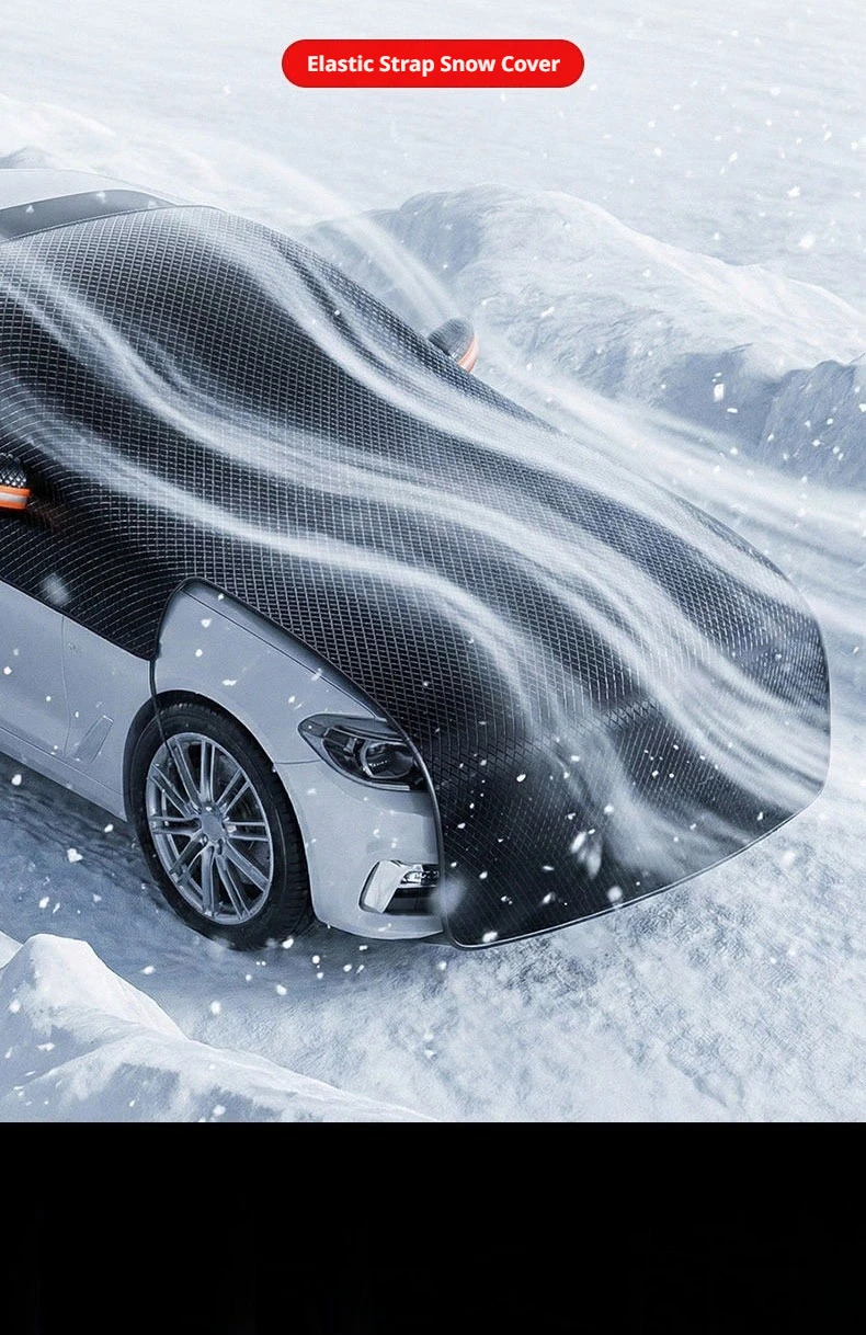 SEAMETAL Verlängerte 3-Fenster Auto-Windschutzscheiben-Schneeabdeckung Motorhaube Anti-Frost Anti-Eis Sonnenschutz mit 6 Befestigungsgurten für Limousine SUV – Detail 6