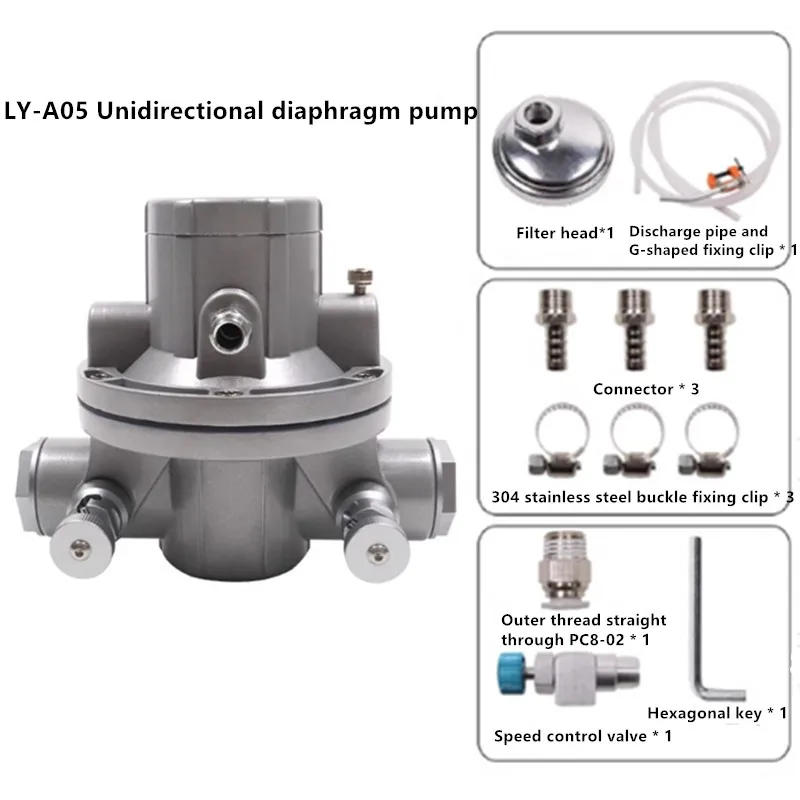 

SPMEKE LY-A05 Pneumatic Unidirectional Diaphragm Pump, Glue Extraction Water Pneumatic Pump,Printing Machine Ink Absorption Pump