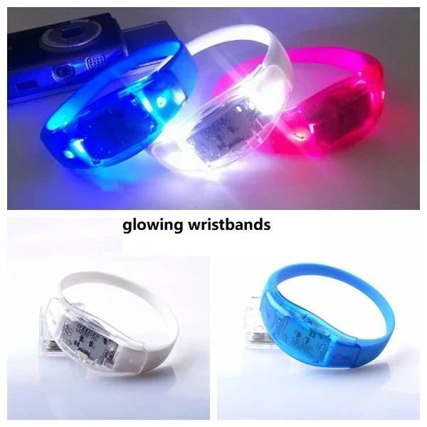 Adult Children Silicone Activated Sound Controlled Light Up Bracelet Glow Bangle Wristband Party Bar Club Gift Wedding Festival