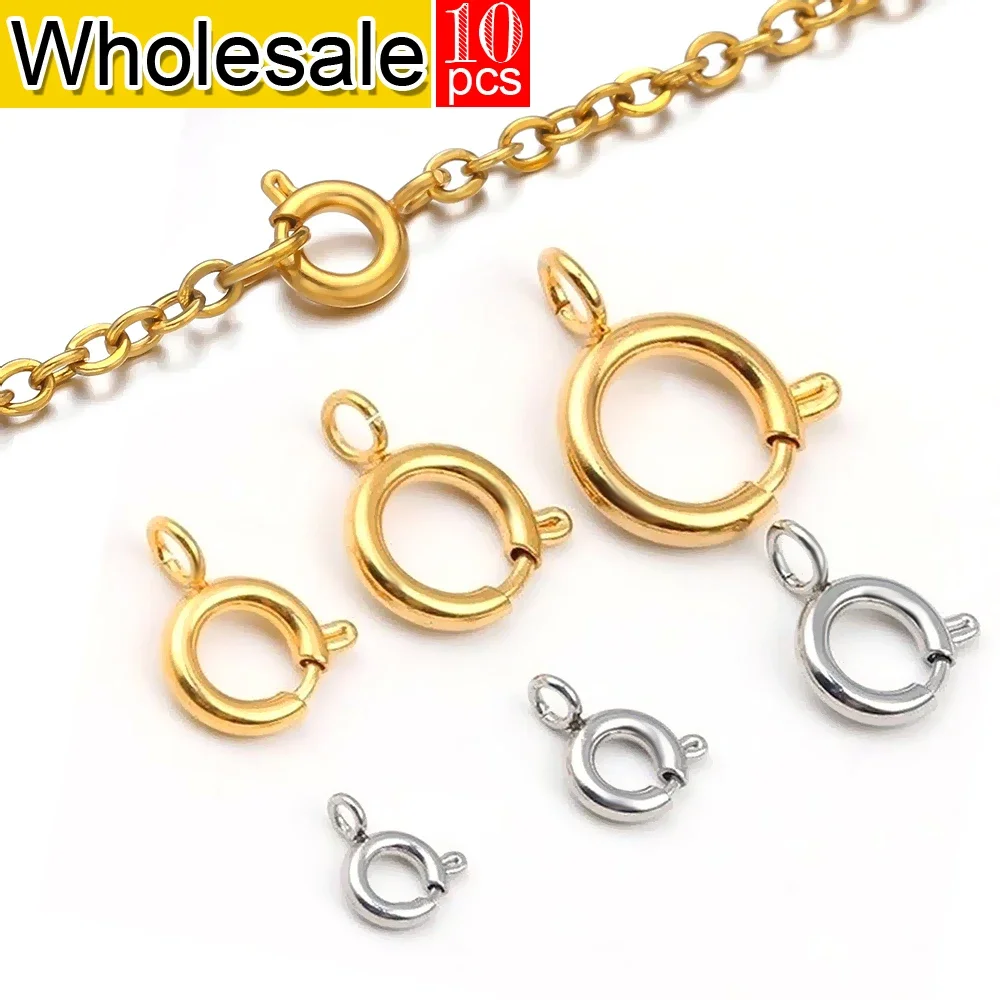 Spring Clasp 10PCS Stainless Steel Jewelry Buckle for Necklace Bracelet Connectors Jewelry Clasps Making Accessories Wholesale