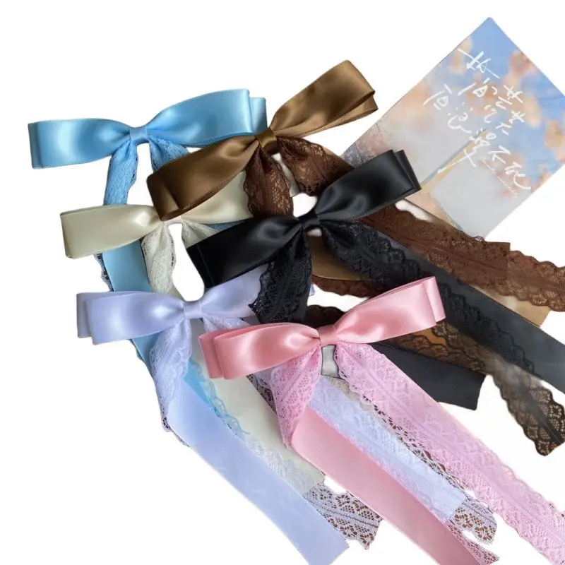 

24pc/lot New 5.6" Ribbon Bow Hair Clips Women Girls Long Tails Bowknot Hairpins Lace Trim Barrettes for Kids Headwear Wholesale