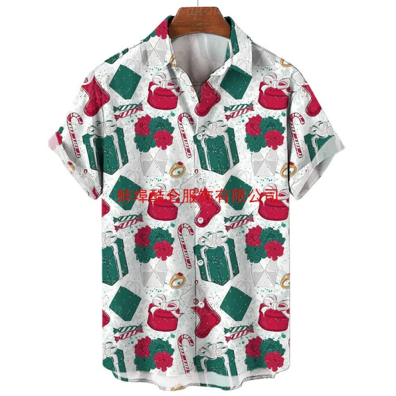 Solto masculino havaiano irt Cisas Sle 3D boneco de neve impressão ort Sve Faionable Urban Casual verão irt