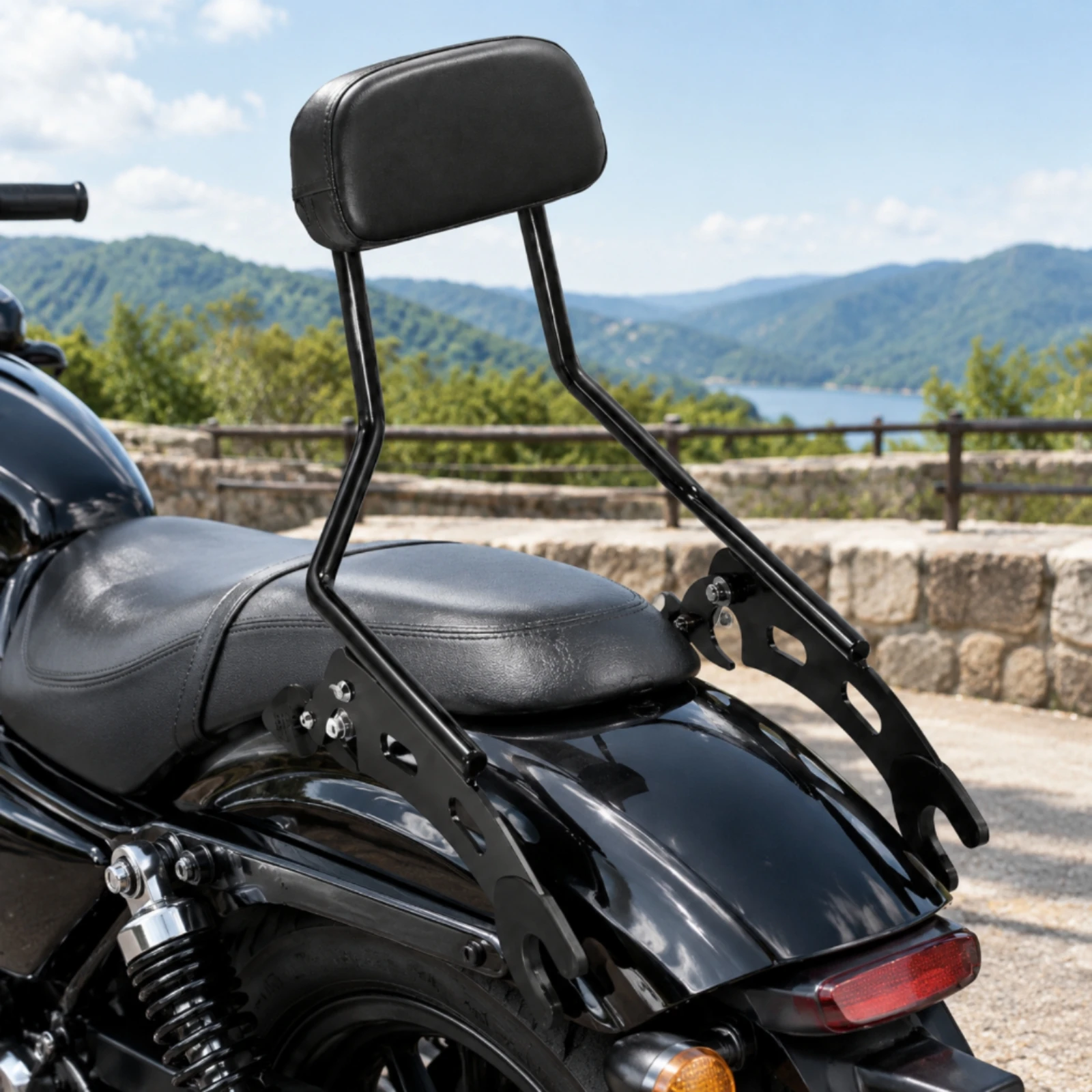 Backrest with Quick-Release Mounting Hardware Black Quick-Release Motorcycle Rear Backrest Sissy Bar Long-Lasting Aerodynamic