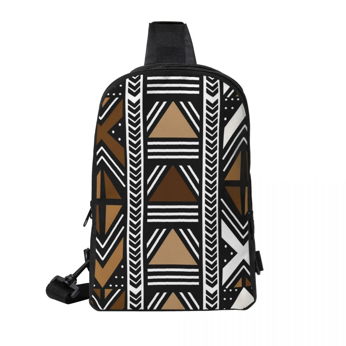

African Bogolan Chest Bag Men Sling Crossbody Backpack Chest Bag Travel Hiking Daypack Shoulder Bag