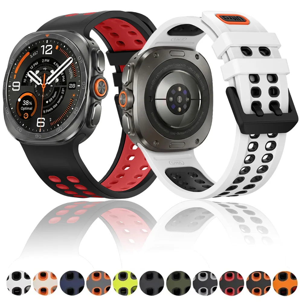 Silicone Strap For Samsung Galaxy Watch Ultra 2/1 47mm Two-color Smartwatch Accessories Watchband Bracelet For Galaxy Ultra 2025