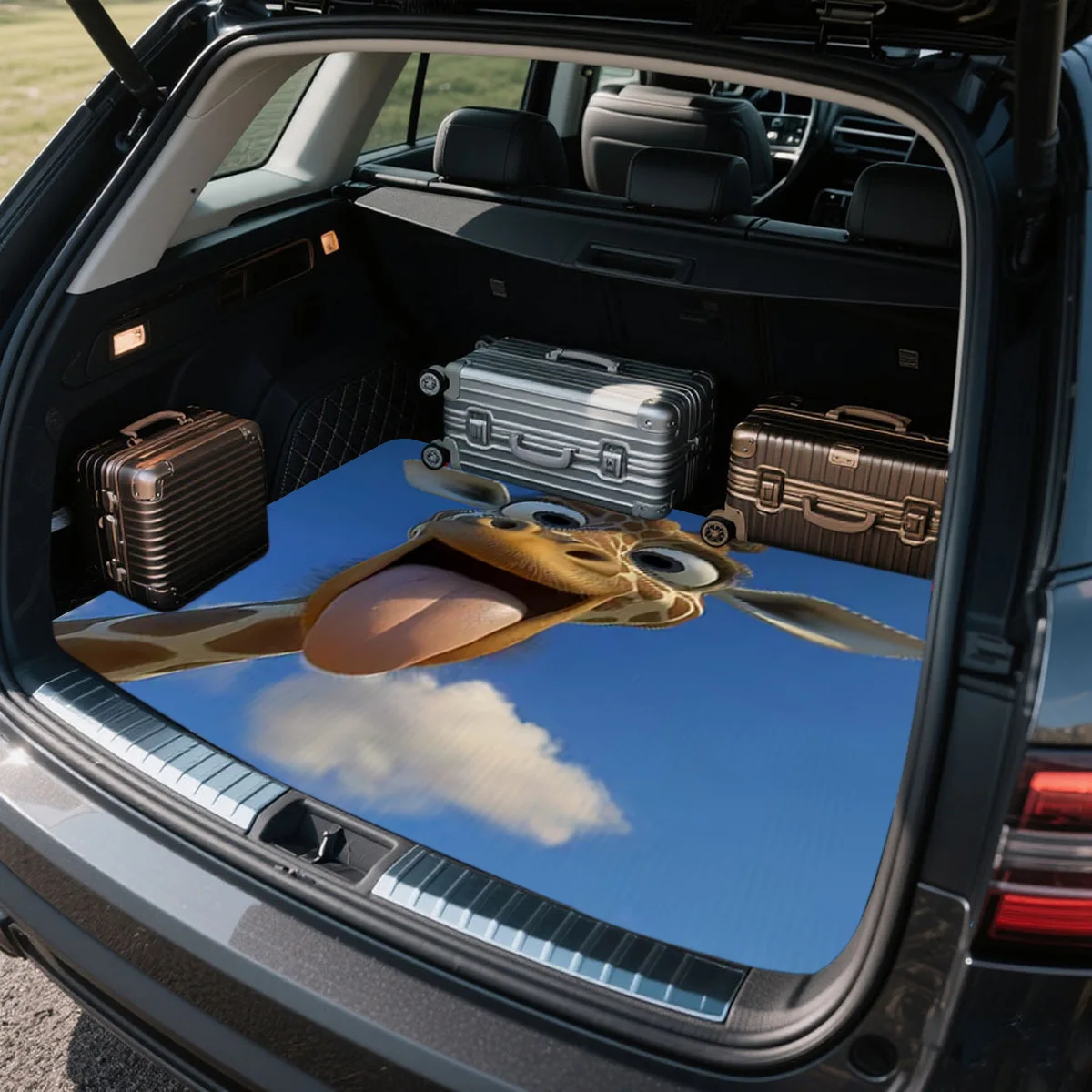 1pc Cartoon Giraffe Trunk Mat - Fits Most Car Models, Measuring 75.01X100.0 Cm, Made Of Durable, Protects The Trunk And Reduces