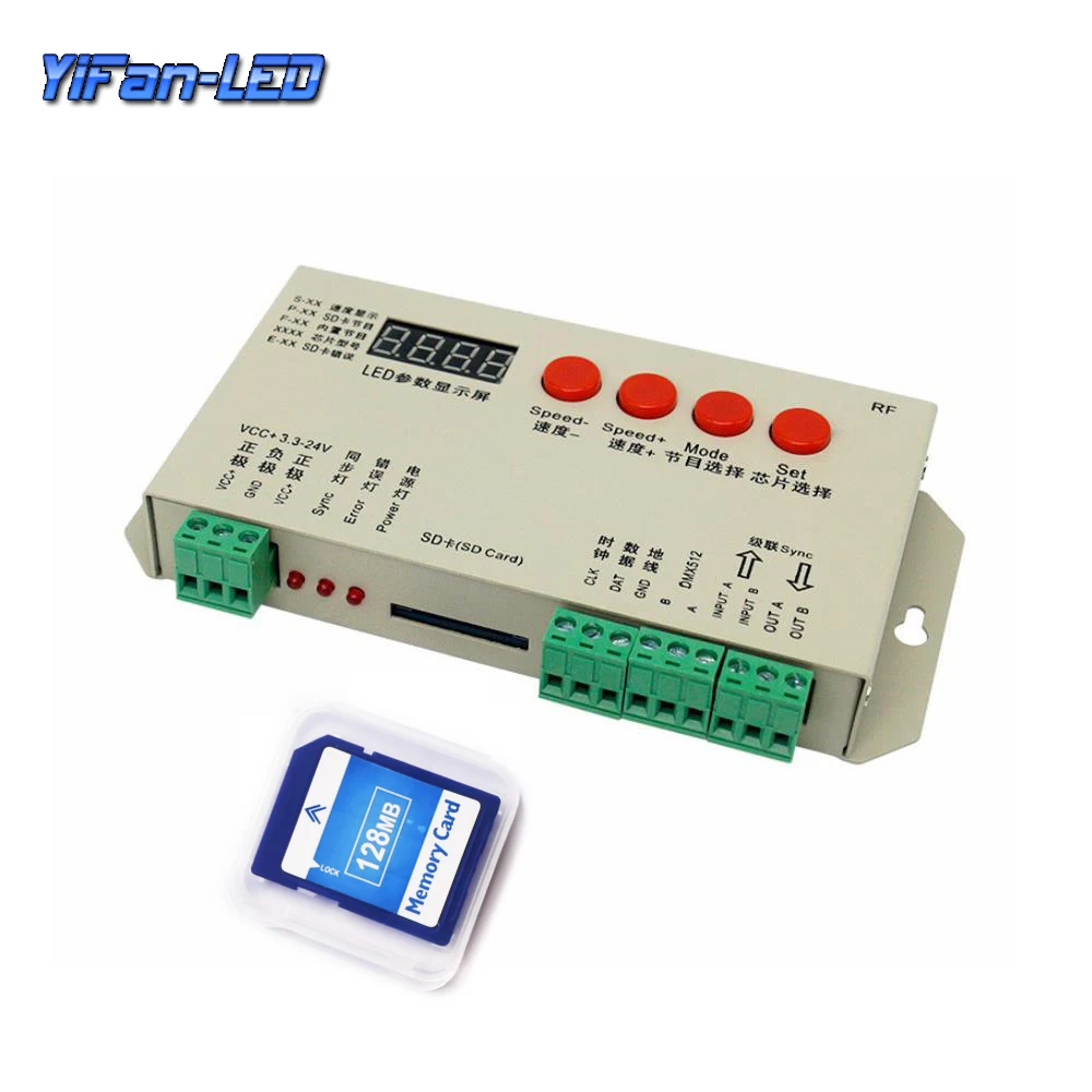 DC5V-24V 12V K1000S (T1000S Updated) SPI Pixel RGB Controller SD Card For IC DMX512 WS2812 WS2811 APA102 WS2815 LED Strip Light