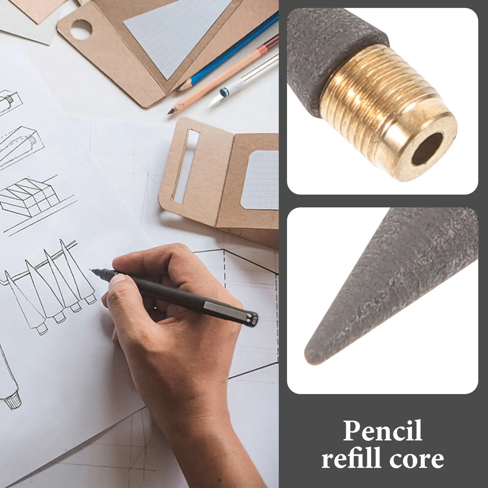 

10pcs Infinite Pencil Nibs Clean Everlasting Refills No Sharp Head Portable Inkless Tips Replacement Writing Sketch Drawing