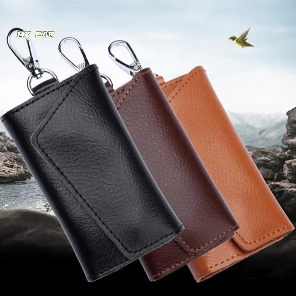 

Cow Split Genuine Leather Keychain Housekeeper Key Case Key Holder Organizer Pouch Mini Card Bag Storage Bag Car Key Wallet