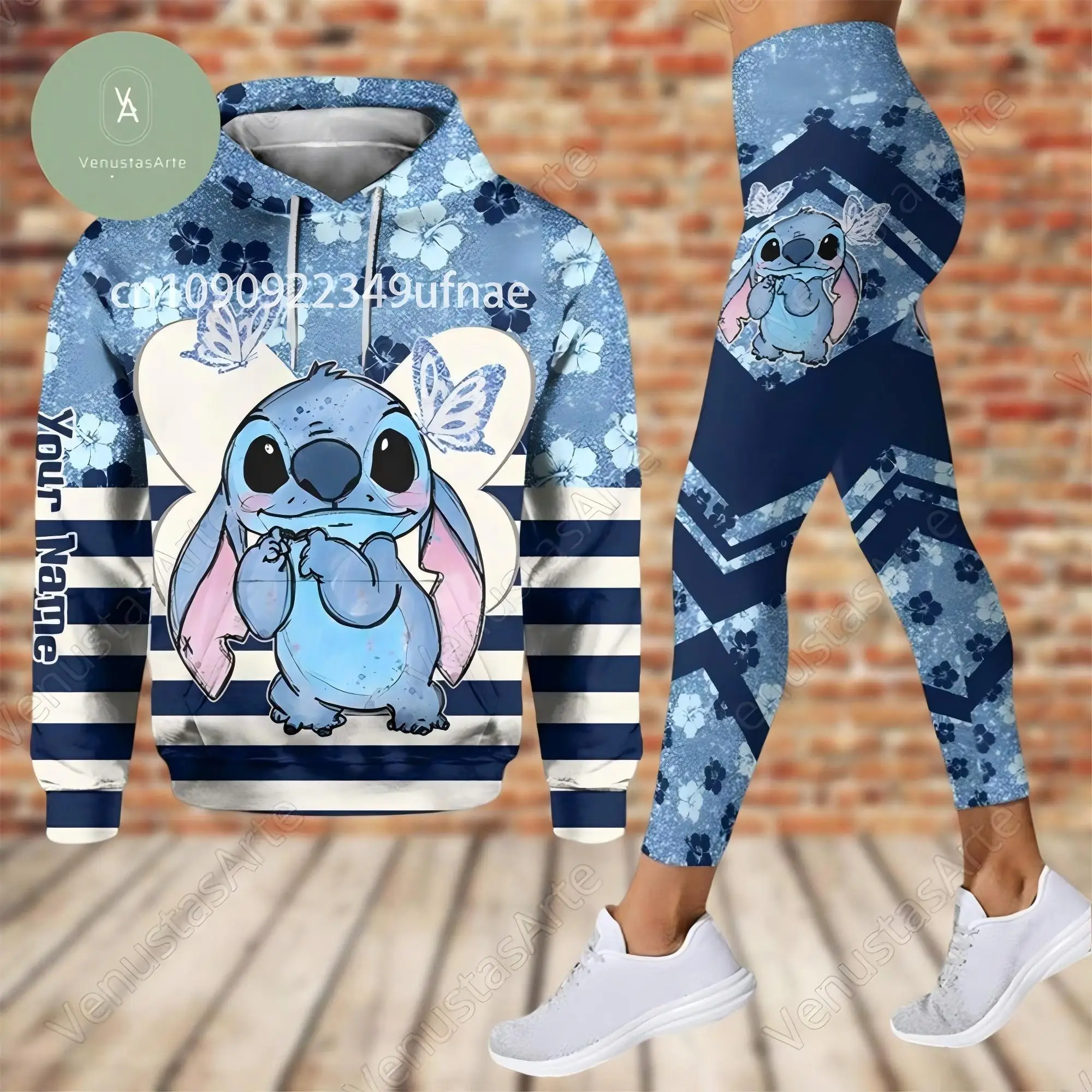 

2025 Disney 3D hoodie sports yoga pants Stitch Fashion Women's tracksuit 3D