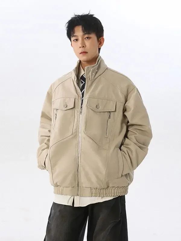 

Новая мужская уличная одежда, свободная повседневная винтажная куртка-бомбер, пальто Cityboy, верхняя одежда, осенняя парусиновая куртка-карго с воротником-стойкой