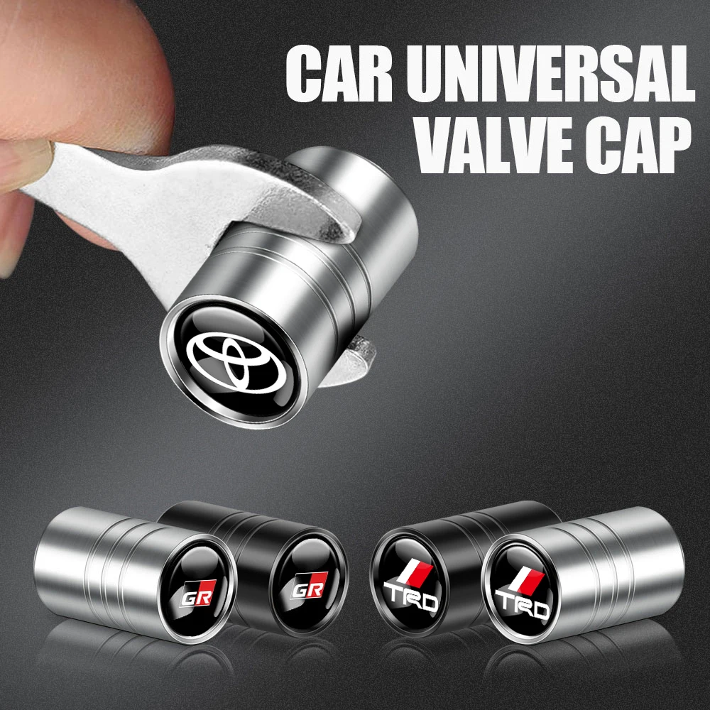 4 Uds. Tapas de válvula de neumático de rueda de estilo de coche cubierta bolt-in para Toyota RAV4 C-HR Camry Mirai Prius GR TRD Land Cruiser PAvensis Rado