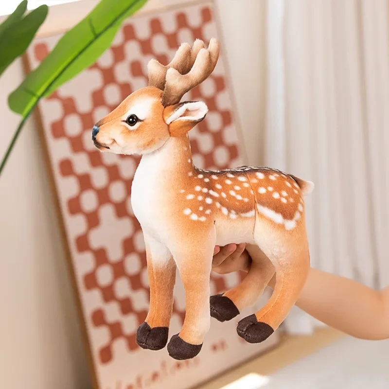 33CM Lovely Simulation Fawn Antelope Plush Toys Real Life Wild Animal Doll Stuffed Soft Baby Kids Birthday Decor Kreatywny prezent