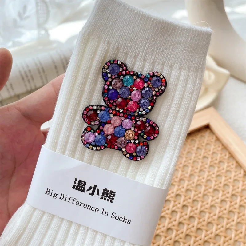 Diamond Cartoon Bear Decorative Socks, Fashionable Diamond Sparkling Women's Socks, Comfortable And Breathable Christmas Socks image 6