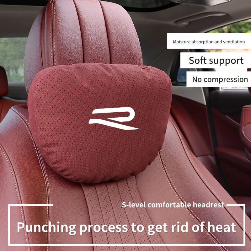 For Volkswagen R GTI Scirocco Golf 8 Tiguan Passat Magotan Arteon Car Breathable Neck Support Headrest Seat Suede Lumbar Cushion