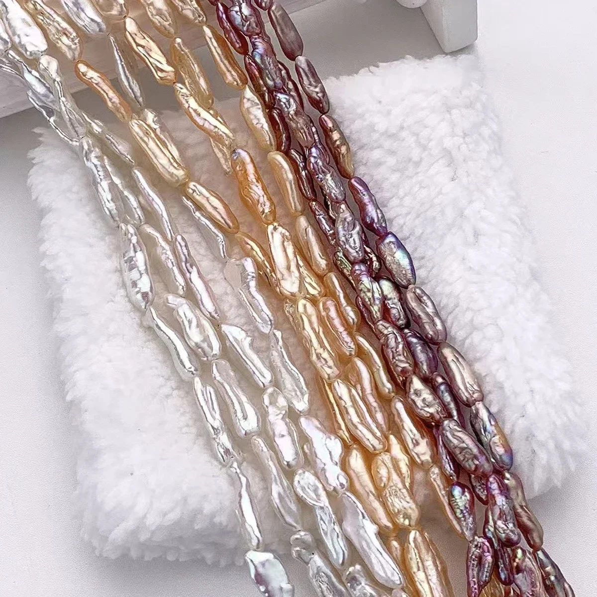 

6-7x15-22mm 6A+ Radiant Natural Freshwater White Purple Stripes Pearl Bead Women Jewelry Make DIY Necklace Bracelet Accessories