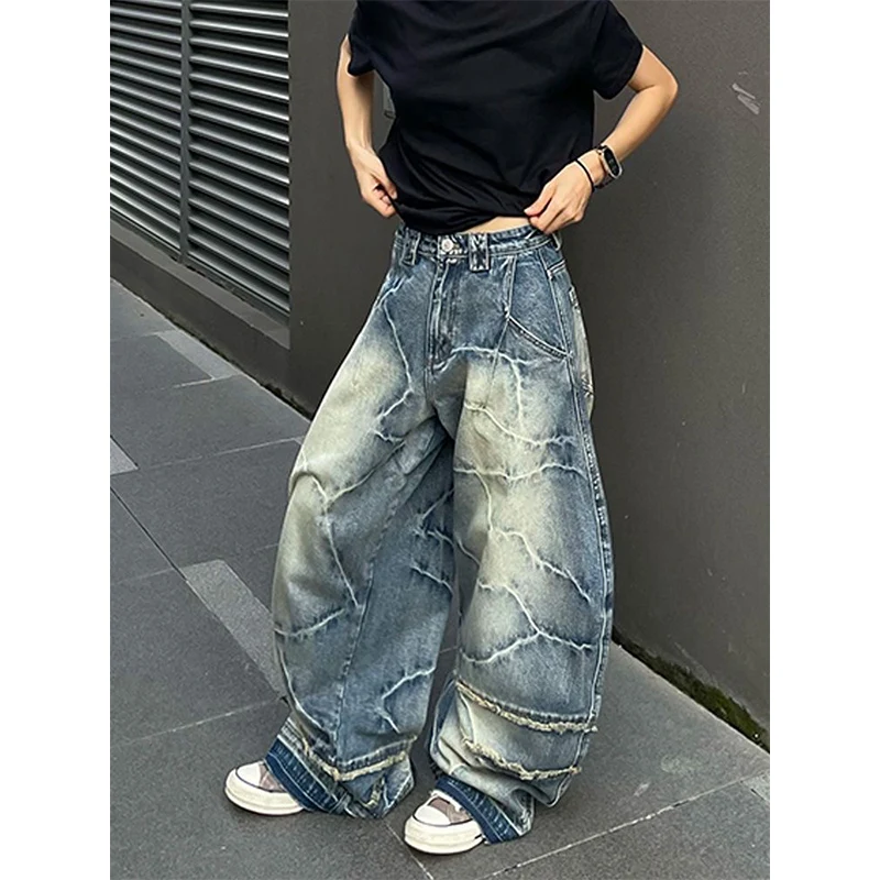 Y2k femmes bleu Goth Baggy jean Harajuku Vintage Denim pantalon japonais années 2000 Style Grunge couteau courbé jean pantalon vêtements 2025