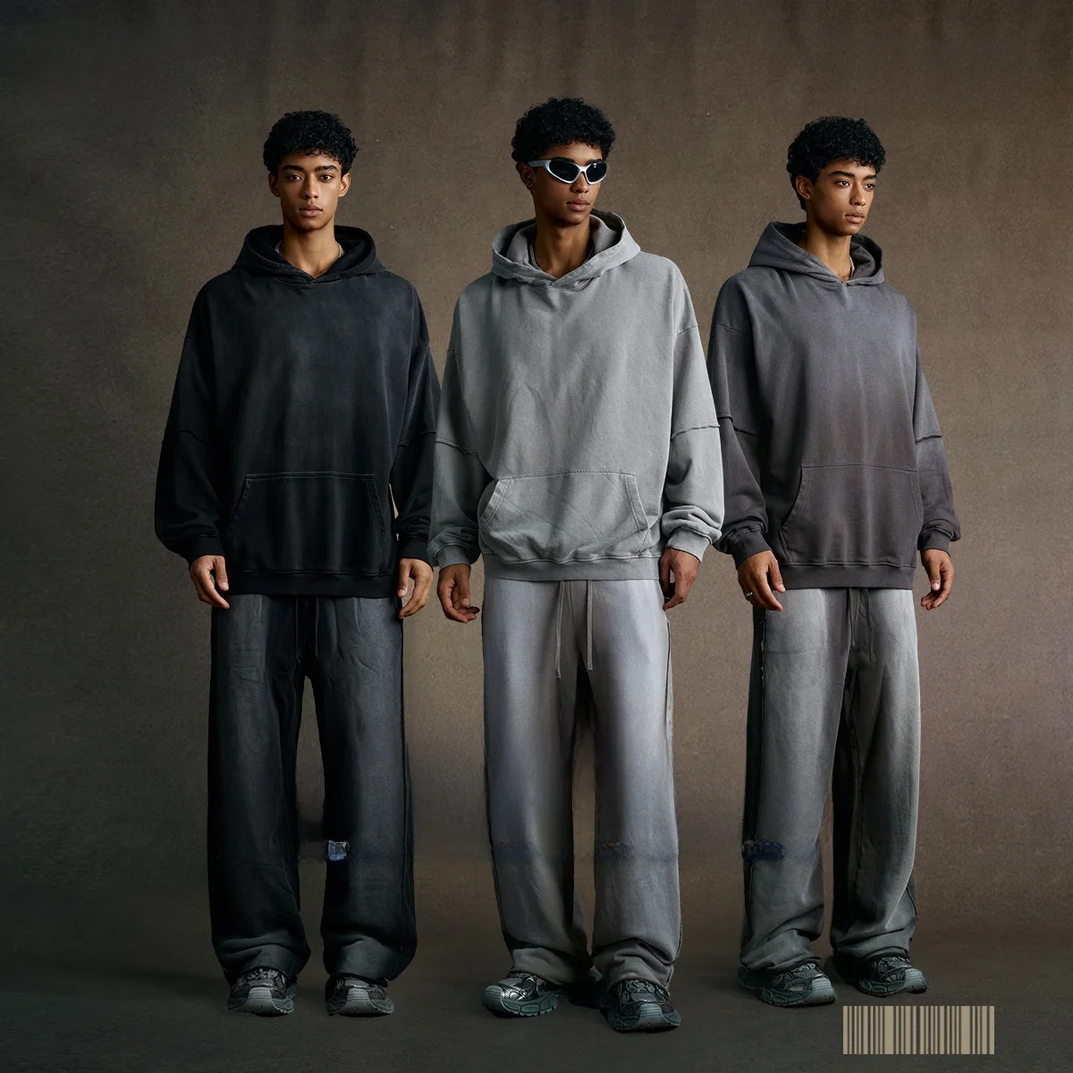 

Men's Casual Retro Camouflage Faux Two-Piece Sweatirt Set Vintage Waed out Straight Leg Pants Cotton Comfortable Streetwear