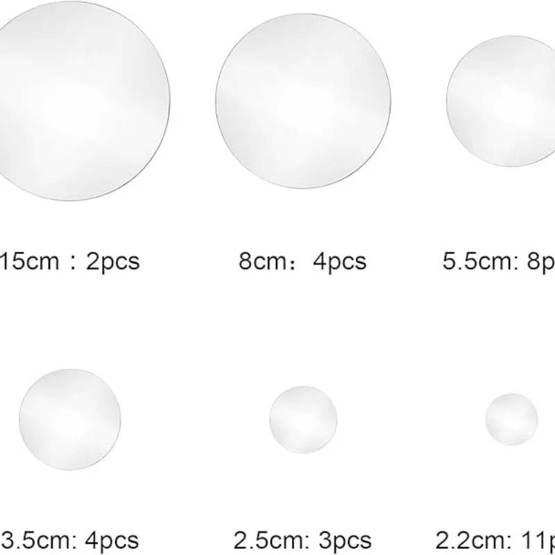 32 Pcs Mirror Wall Stickers Removable Acrylic Mirror Setting Adhesive Round Circle Mirror Tiles Decals for Home Living Room