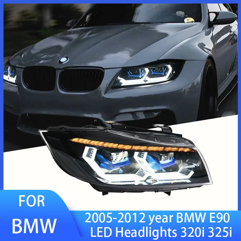 

Pop 2 шт. фары для BMW E90 светодиодные фары 2005-2012 фары 320i 325i 318i DRL указатель поворота дальнего света проектор «ангельские глазки»
