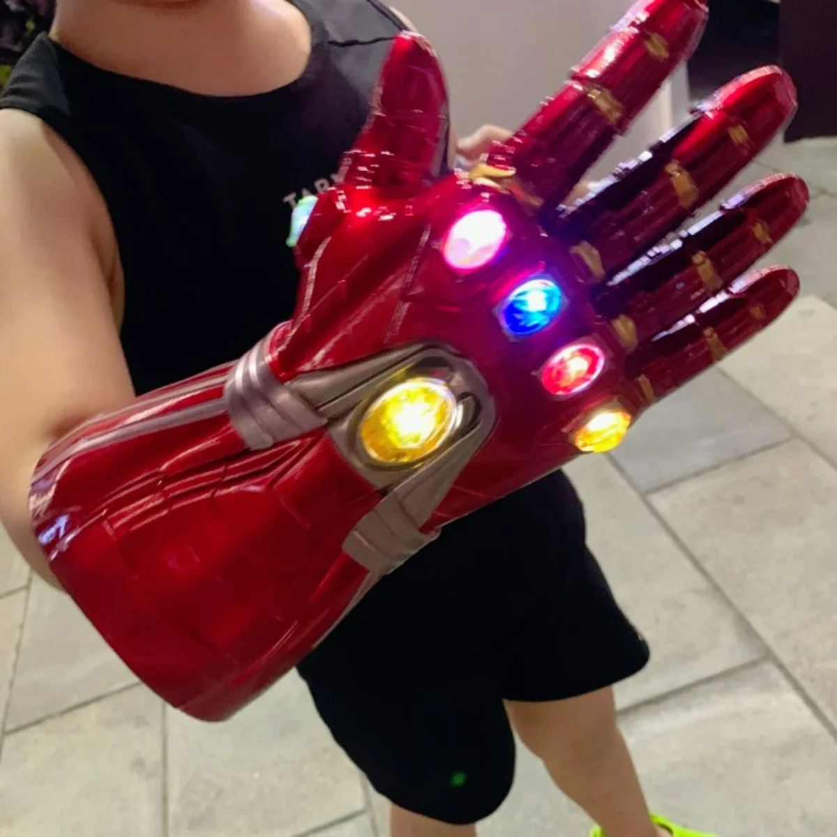 Marvel Iron Man Glove with Removable/Non-Removable Gem Stones, Ironman Fist Cos, Infinity Gauntlet, Replica for Adults Kids Gift view 5