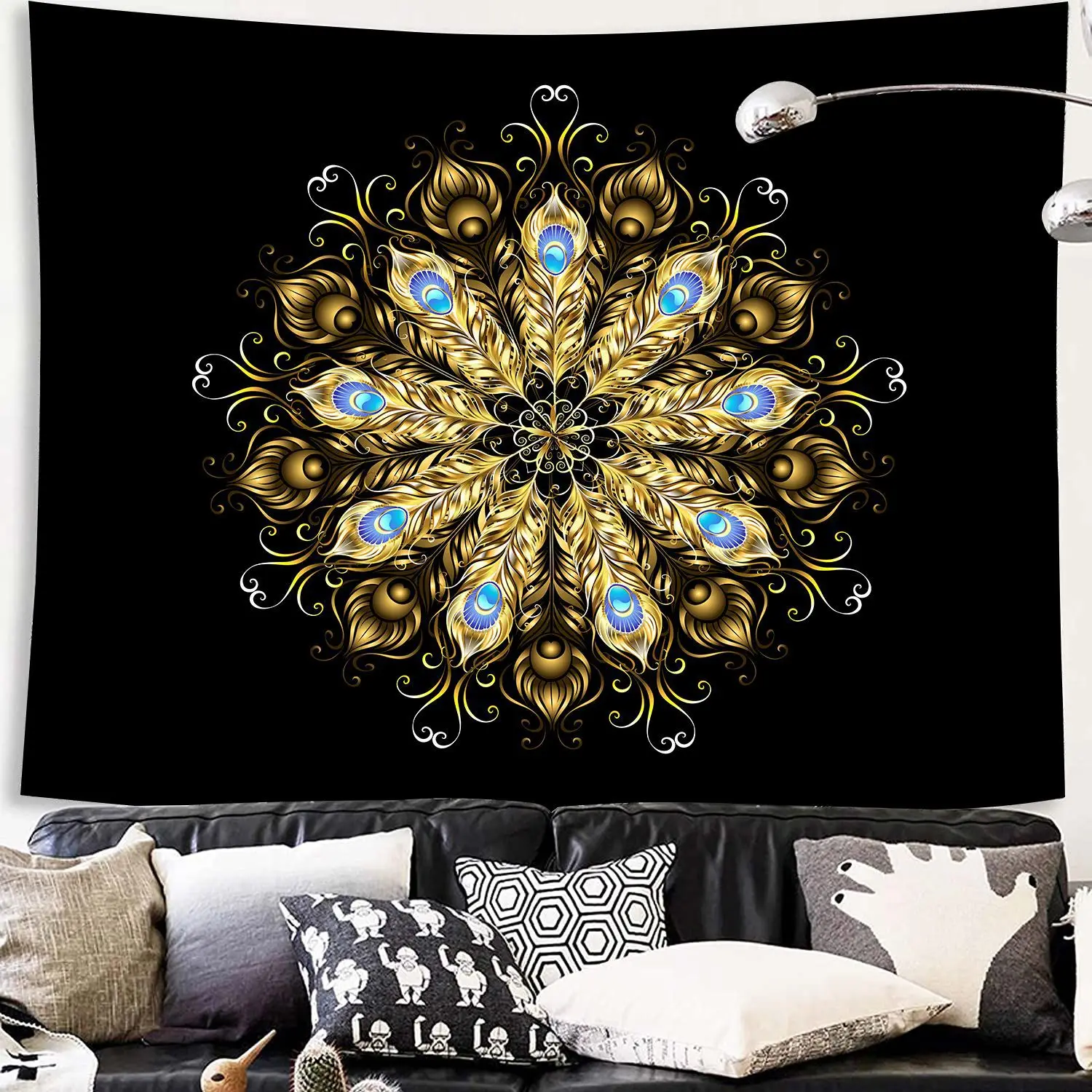 Psychedelic Tapestry Wall Hanging Moon Sun Black and White Cloth Living Room Bedroom Decor Aesthetic Wall Art Home Decoration