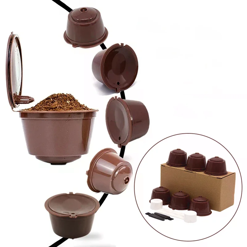 /TPz/Fit Dolce Gusto Coffee Capsule Reusable Coffee Pod For Nescafe Dolce Gusto With Spoon Brush Kitchen Accessories 6Pcs