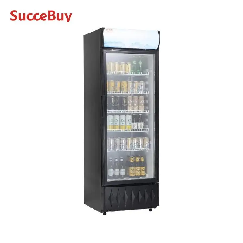 VEVOR Getränkekühlschrank Flaschenkühlschrank Schwarz 345 L, Getränkekühlschrank mit 5 Verstellbaren Einlegeböden, Gastro Getränkekühler LED 7-Stufige Knopfsteuerung, Kommerzieller Kühlschrank