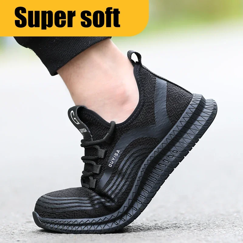 Men sneakers steel toes  Wear-resistant outdoor safety work shoes