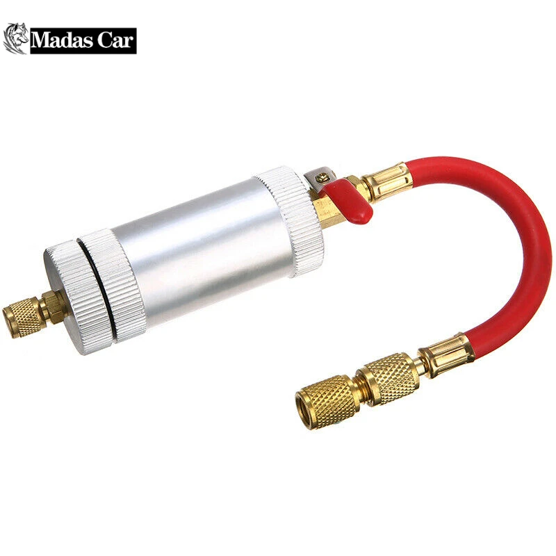 Oil&Dye Injector R134A R12 R22 2OZ Hand Turn Pump Oil Injection Car A/C Adapter