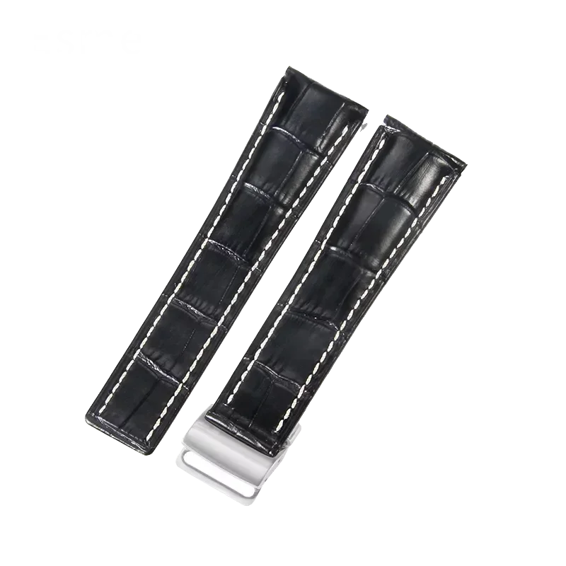 Cinturino per orologio da 22 24 mm per Breitling Super Ocean Avengers Aviation Timing Cinturini morbidi e confortevoli in vera pelle nera blu