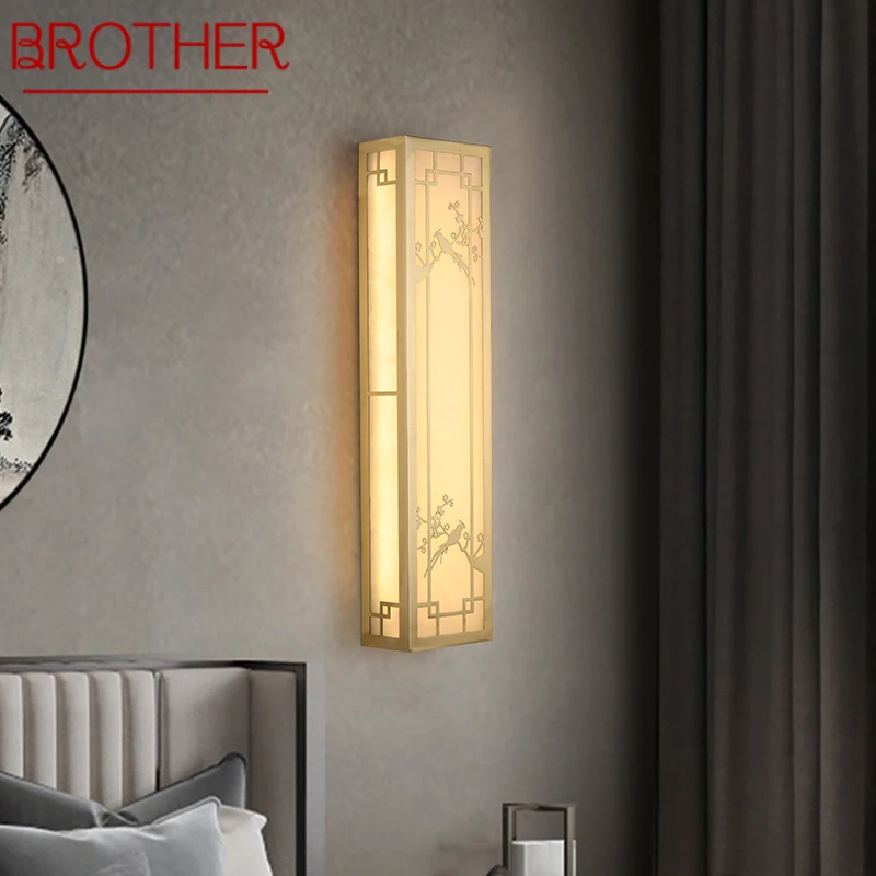 

BROTHER Brass Wall Light LED Modern Luxury Marble Sconces Fixture Indoor Decor for Home Bedroom Living Room Corridor