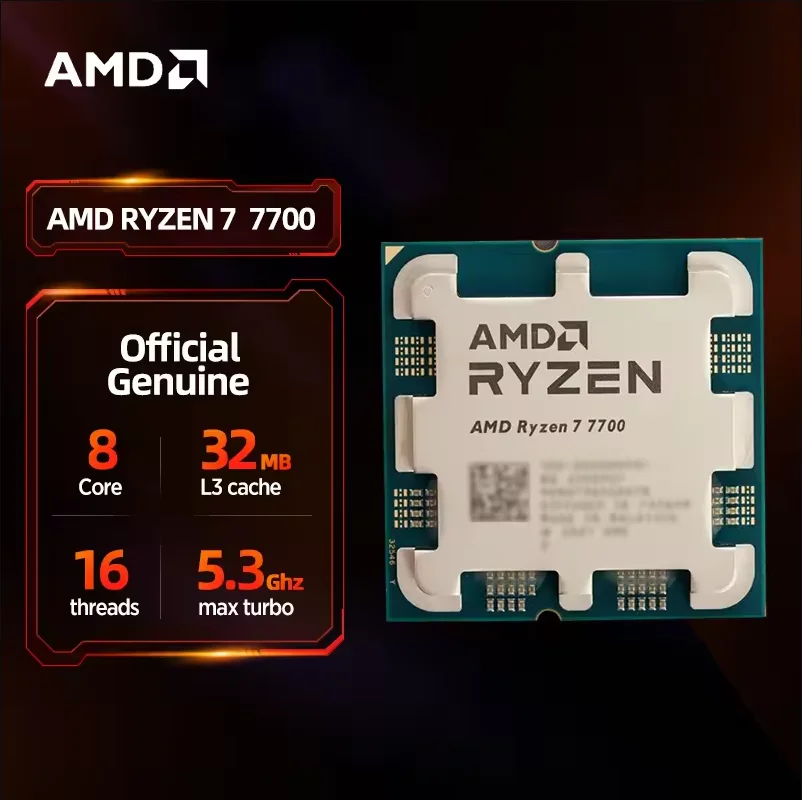 معالج AMD Ryzen 7 7700 بسرعة 5.3 جيجا هرتز، 8 النواة، 16 خيط، 40 ميجابايت، ذاكرة تخزين مؤقت للألعاب 5NM TDP 65 وات AM5، مقبس وحدة المعالجة المركزية للألعاب #2