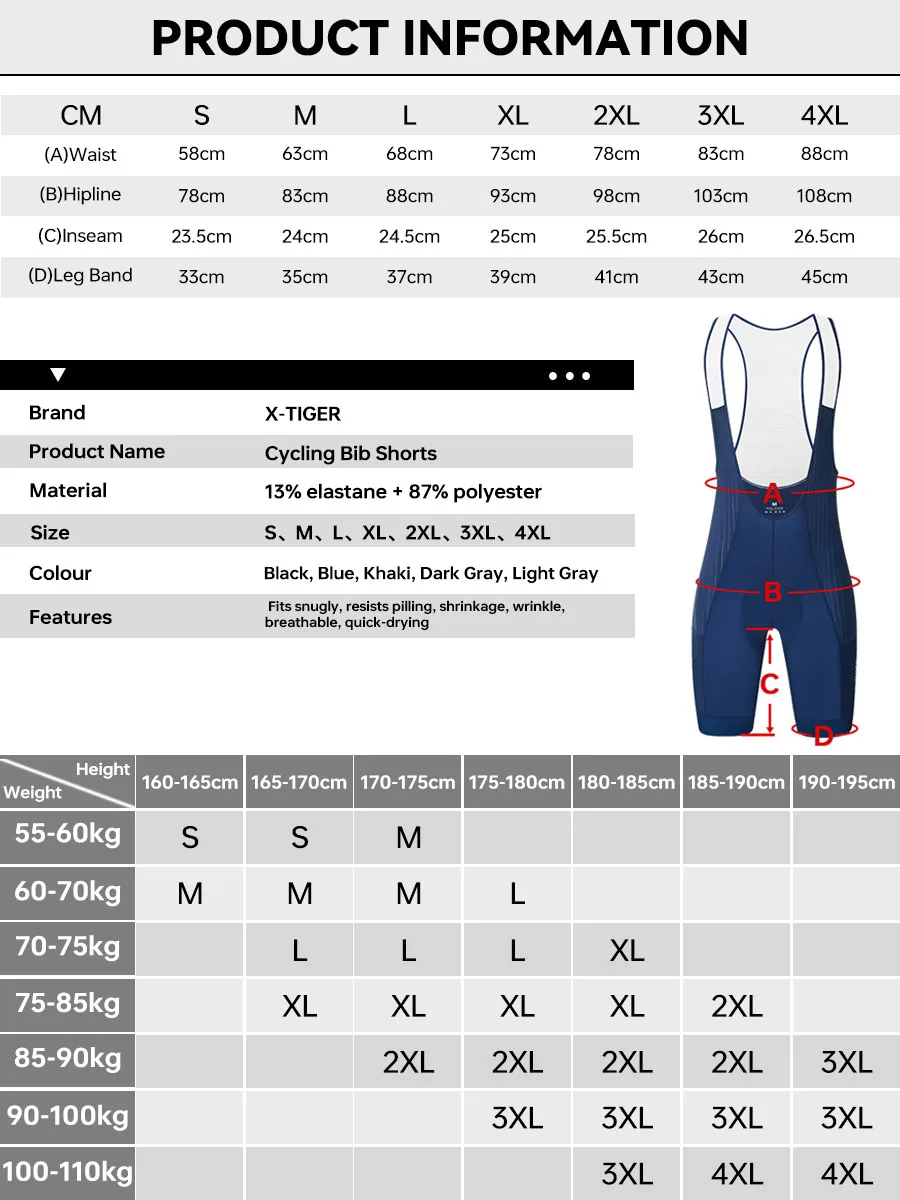 X-TIGER Herren-Radhose für Langstreckenfahrten, Pro-Radhose mit hochdichtem Schaumstoffpolster und 5 cm Beinabschluss – Detail 3