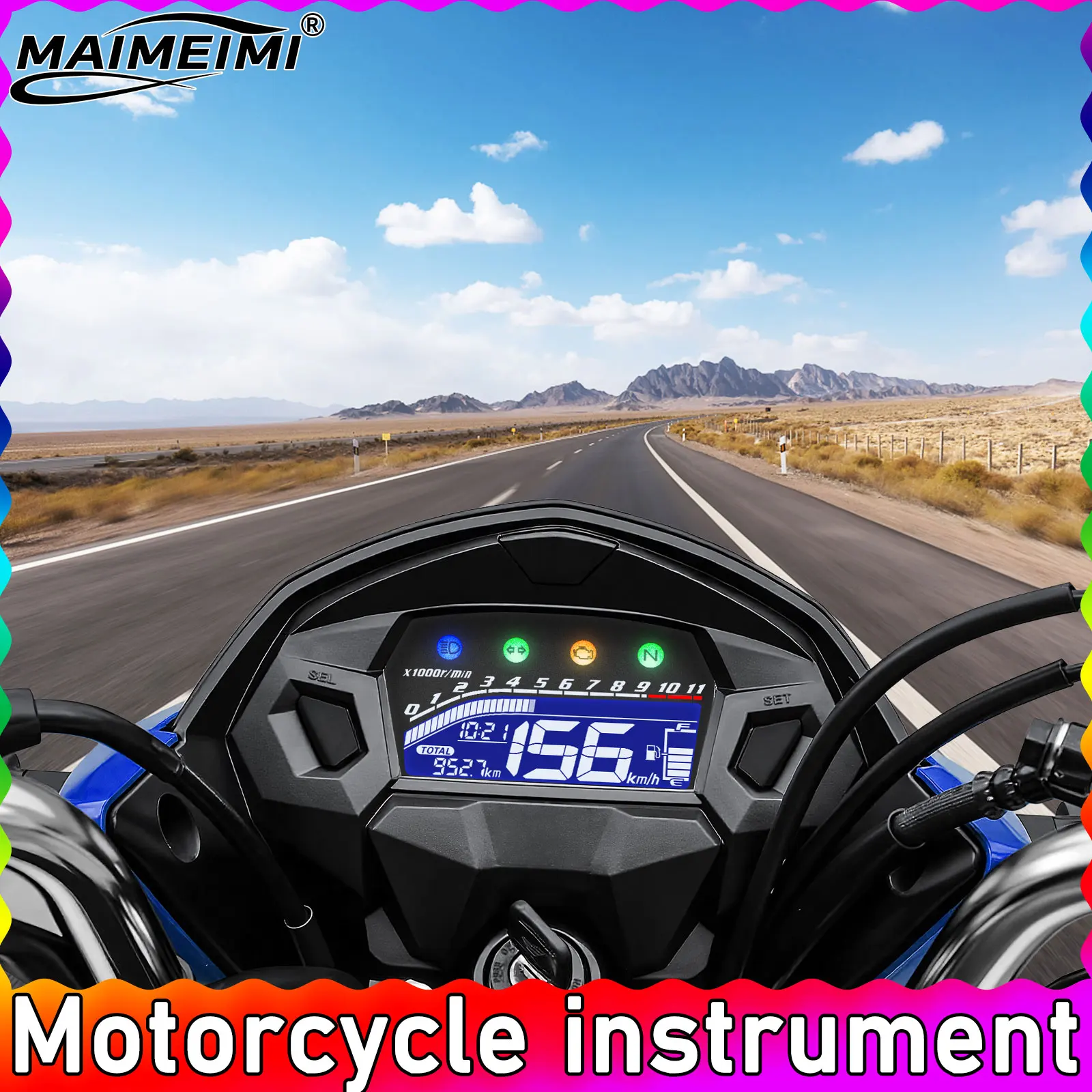 デジタルオートバイスピードメーターダッシュ多機能lcdインストルメントパネル燃料レベルホンダタイタンcg160-cg150ダッシュボード用