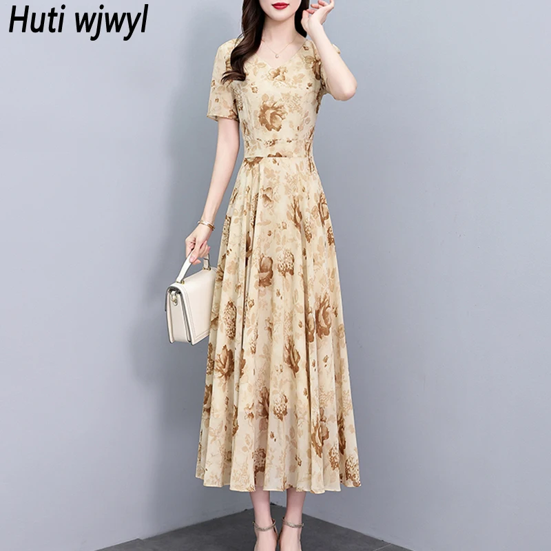 2025 الصيف الشيفون الأزهار بوهو فستان الشاطئ المرأة خمر فاخر أنيق حفلة فستان طويل عادية شيك حفلة موسيقية Bodycon ميدي Vestidos