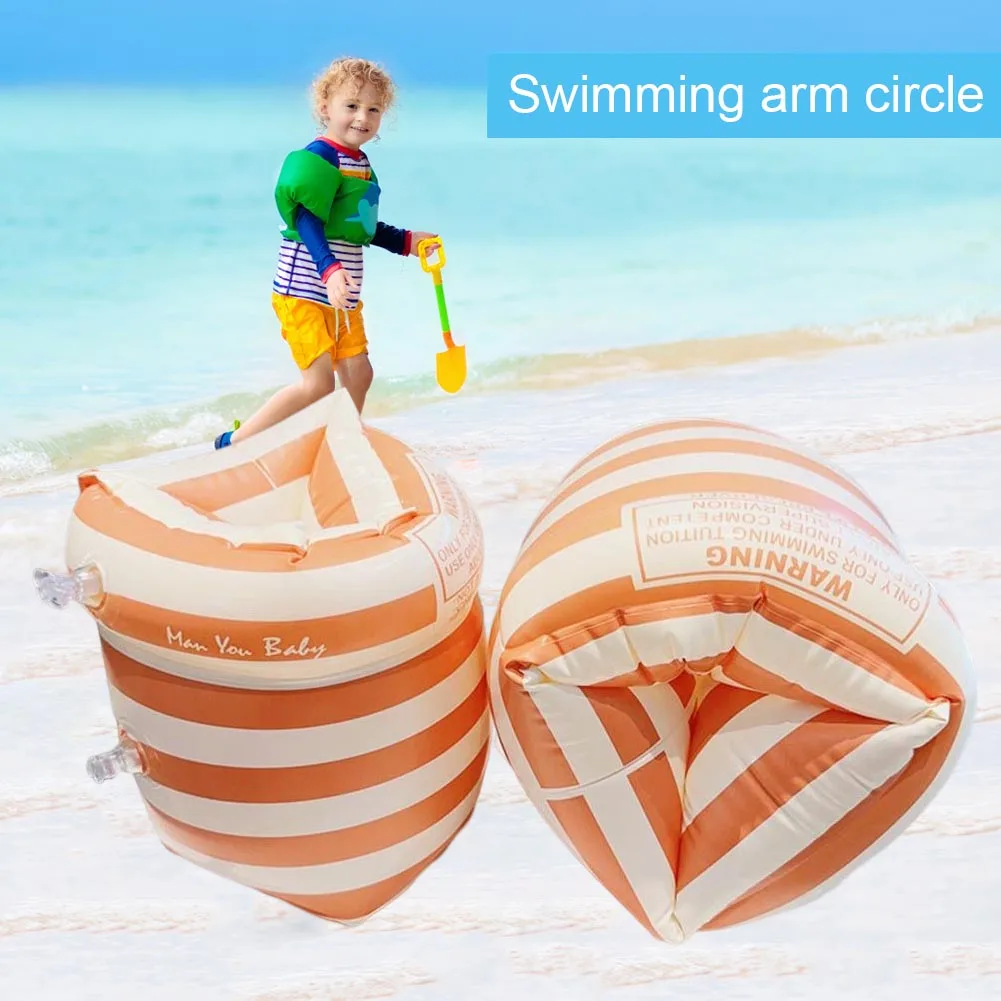 1Pair Adult Kids Swimming Inflatable Arm Rings Portable Floating Circle Sleeves Pool Buoy Armbands Swimming Pool Accessories