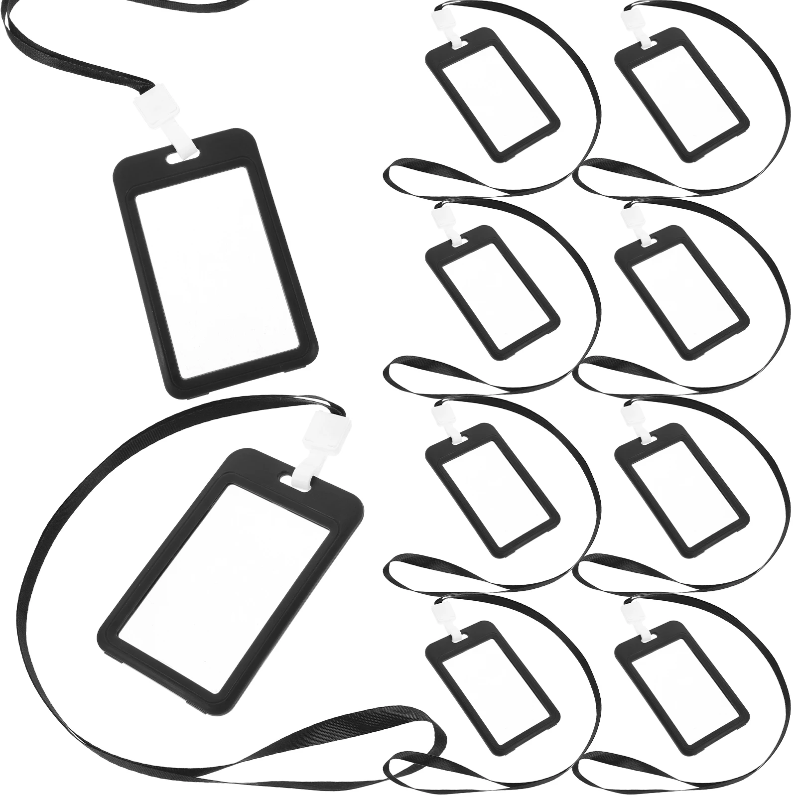 

10pcs Dual-Sided Transparent Work ID Card Holder Lanyards ABS Polyester Material Student Bus Cards Exhibitions Waterproof Badge