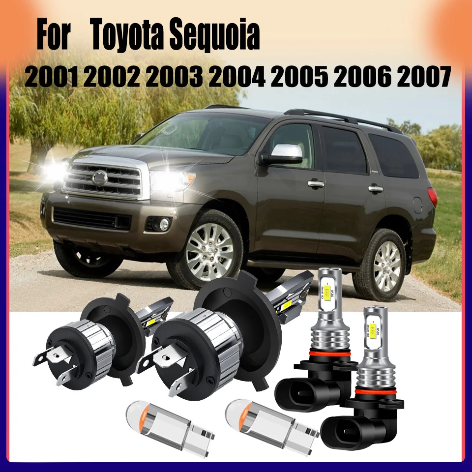 

H4 H10 LED Headlight Fog Light 6000K White Beam, 1:1 Size Compact Design For Toyota Sequoia 2001 2002 2003 2004 2005 2006 2007