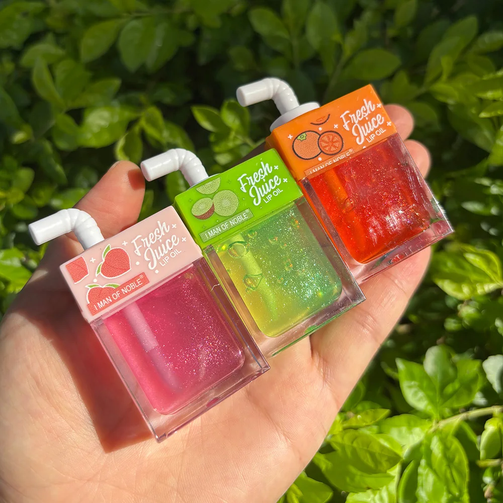 24 個かわいいジュースボックスリップグロスセットフルーティークリア水っぽい保湿リップグロス液体口紅唇化粧品