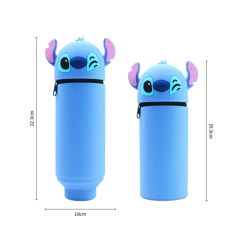 ใหม่ Disney Stitch Telescoping ซิลิโคนดินสอพับการ์ตูนผู้ถือปากกาสําหรับนักเรียนน่ารักเครื่องเขียน Storage