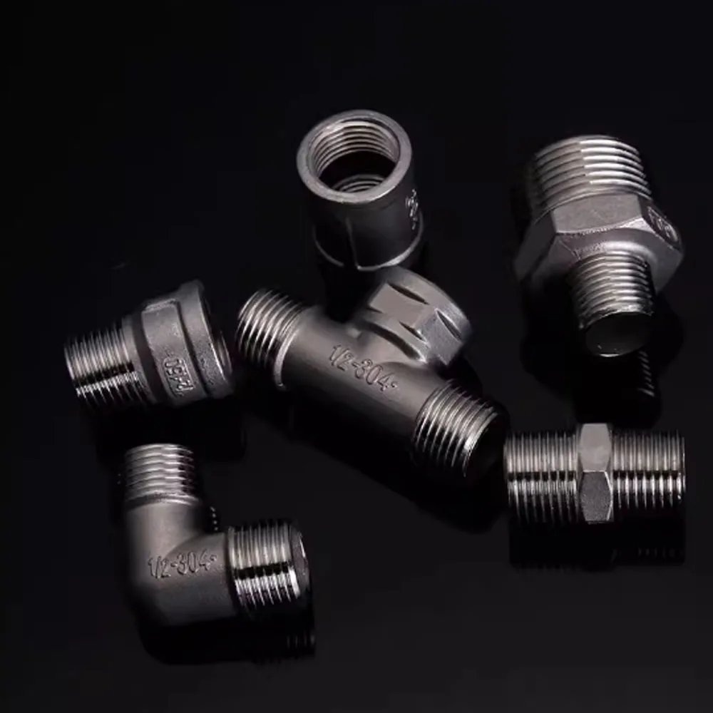 304 Stainless Steel Female Male Thread Tee Type Reducing Elbow Butt Joint Adapter Adapter Coupler Plumbing Fittings 1/2