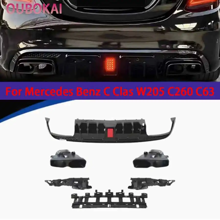 Glänzend schwarzer Heckdiffusor für Mercedes Benz C-Klasse W205 C260 C63 2-Türer, glänzend schwarzer Heckspoiler