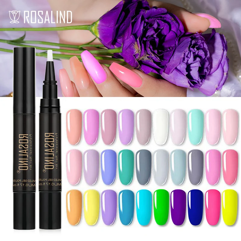 ROSALIND Gel Polish Pen Flavorless Hybrid Varnish Nail Pen Semi Permanent Nails Art Soak Off Base Coat Gel Lacquer UV LED Lamp