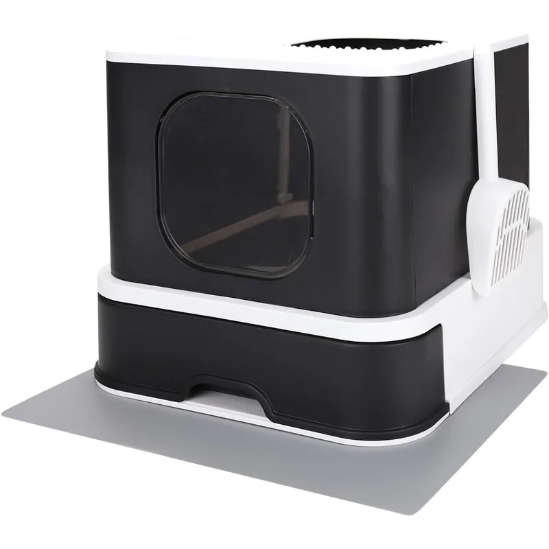 

Millions Sold Wordwide Cat Litter Box, Large Top Entry Anti-Splashing Litter Box with Lid, Enclosed Plastic Cat