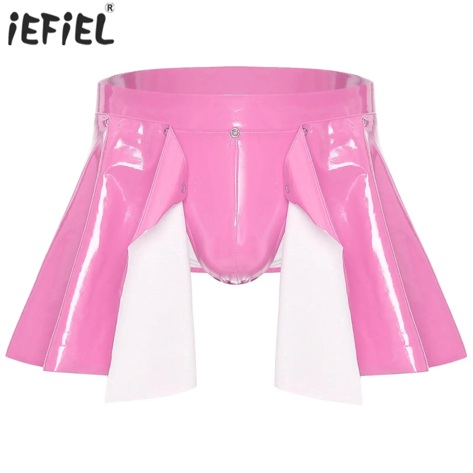 

Мужская юбка из искусственной кожи из ПВХ, трусики, сексуальное женское белье, расклешенное латексное нижнее белье трапециевидной формы с кнопками, Rave Party Club Wear, костюм