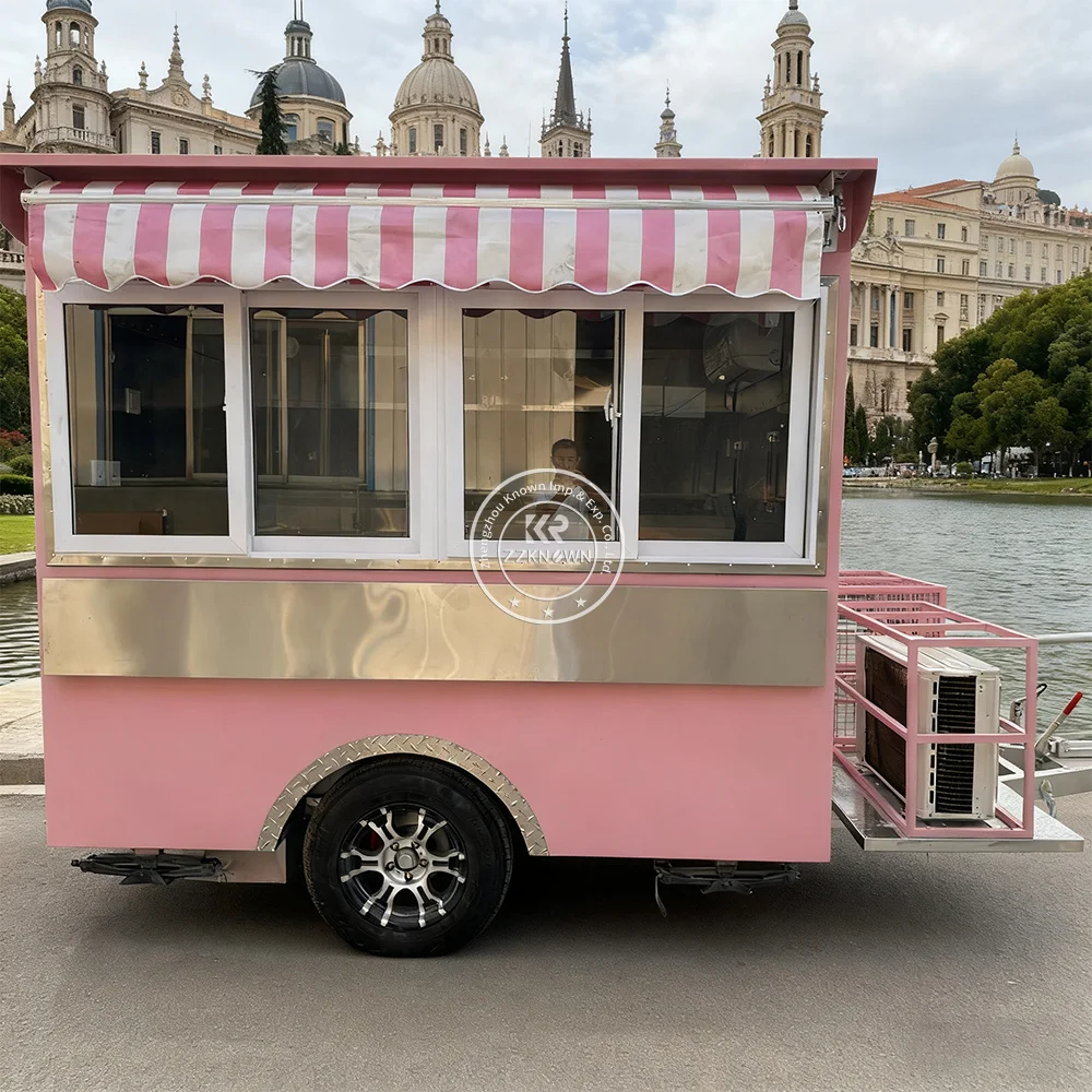 

Custom Concession Round Roof Hot Dog Mobile Kitchen Trailer Fully Equipped Mobile Ice Cream Food Cart for Sale