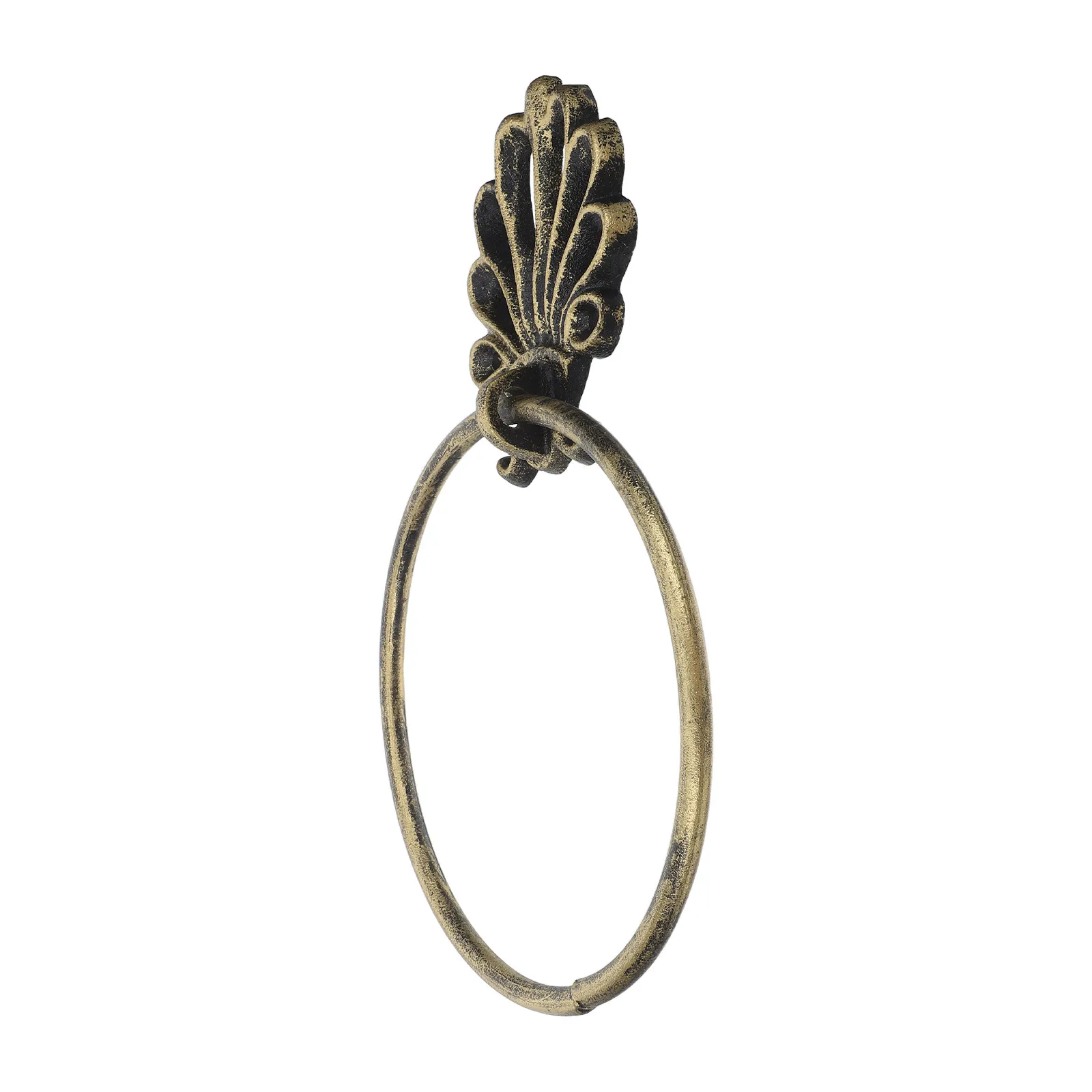 Bathroom Towel Holder Vintage Cast Iron Gold Finish Wall Mounted Ring Towel Holder Victorian Style Hooks for Bathroom